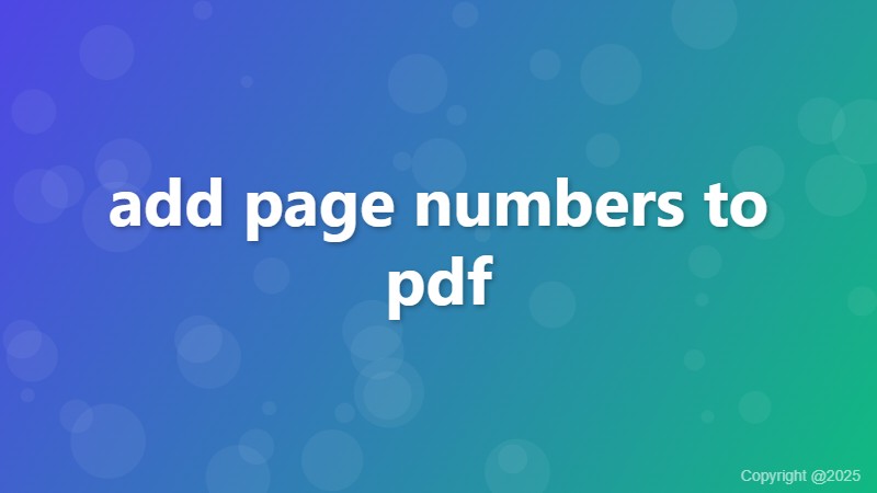 add page numbers to pdf