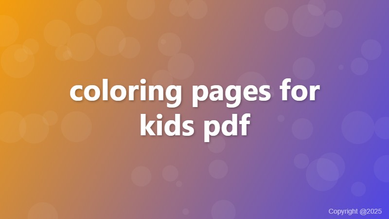 coloring pages for kids pdf